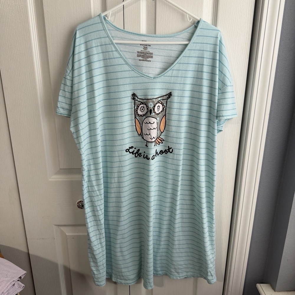 Secret Treasures Life Is A Hoot Owl Striped Nightgown Pajamas Women's Size 2X 3X